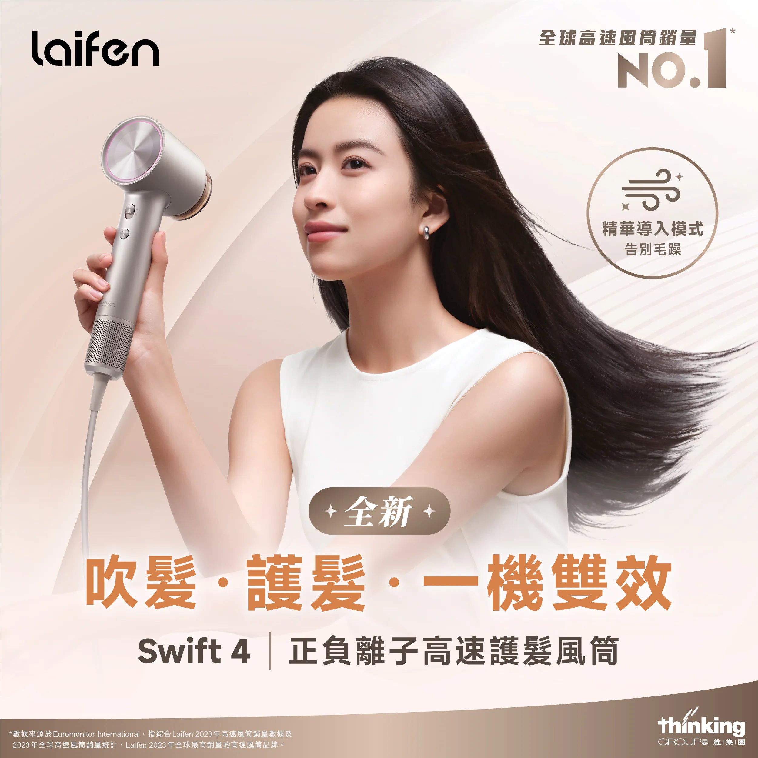 Laifen - 徠芬 Swift 4 正負離子高速護髮風筒 附送標準順滑風嘴及精華導入風嘴【香港行貨|2年保養】
