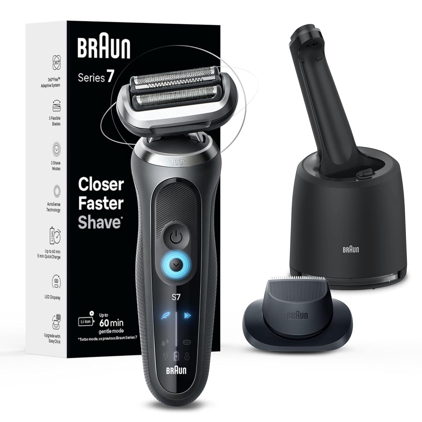 Braun - 百靈 7171cc Series 7 乾濕兩用男士電動鬚刨 連清洗座 360° Flex Electric Shaver【平行進口】