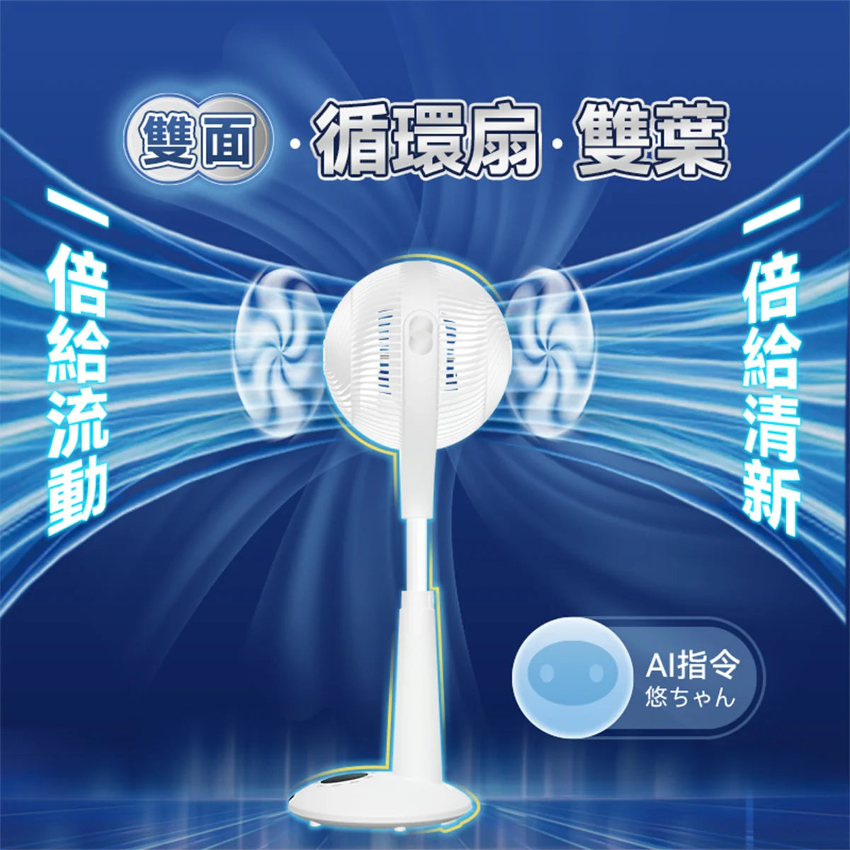 Yohome - 家の逸 5D全方位雙面雙葉對流淨化智能語音伸縮循環風扇PRO YH-015【香港行貨|1年保養】