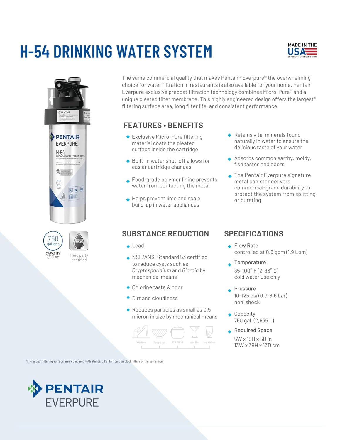 PENTAIR - 愛惠浦 Everpure H54 濾水器替換濾芯 Quick-Change Filter Cartridge【香港行貨】