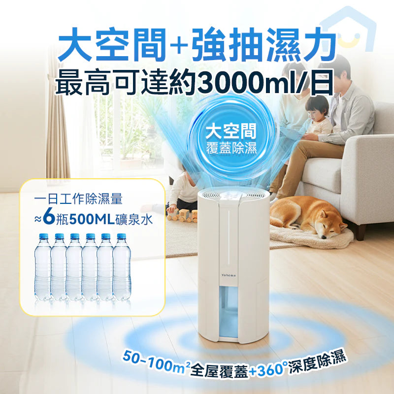 Yohome - 家の逸 HL200 轉輪式 Dual-Dry專利 四季控濕暖風乾衣抽濕機 抽濕機 Dehumidifier (4L大空間)【香港行貨|1年保養】