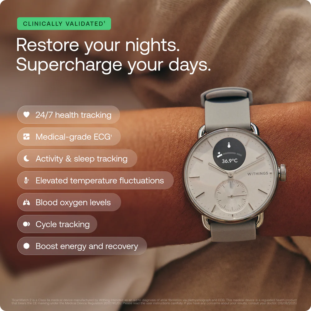 Withings - ScanWatch 2 38mm 指針式智能手錶【香港行貨｜1年保養】