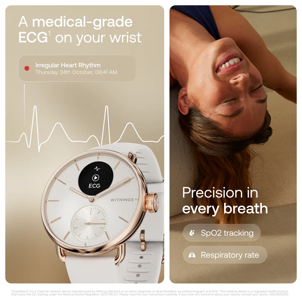 Withings - ScanWatch 2 38mm 指針式智能手錶【香港行貨｜1年保養】