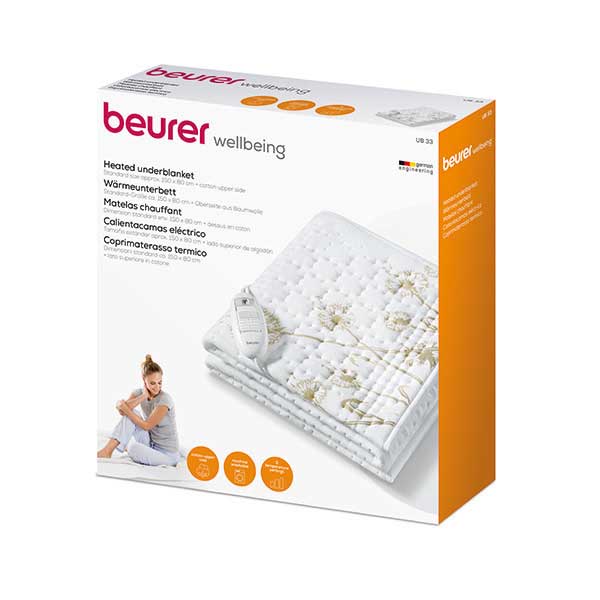 Beurer - UB33 單人電暖床墊 (150 x 80cm) 電熱墊 電暖墊 Electric Blanket and Warmer【香港行貨】