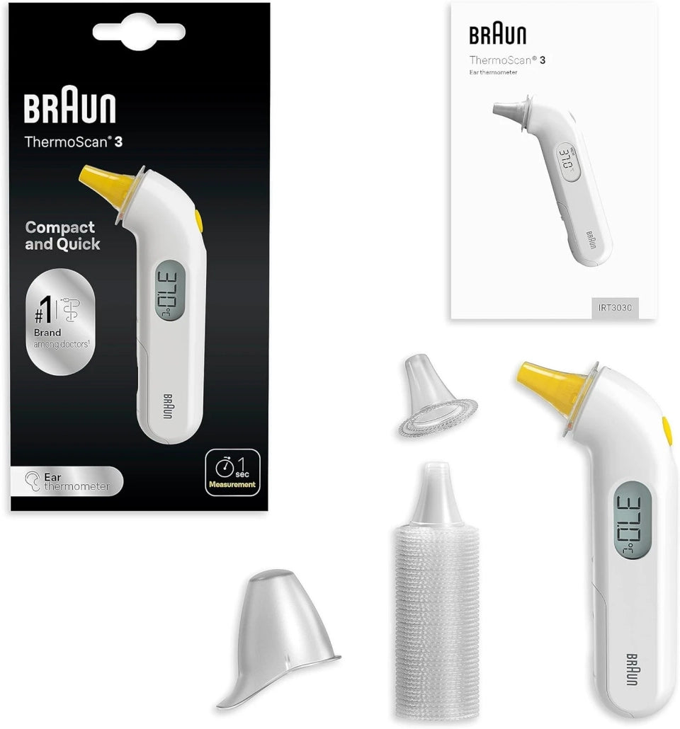 Braun - IRT3030 ThermoScan 3 紅外線嬰兒兒童耳溫槍【平行進口】新舊包裝及顏色隨機發貨