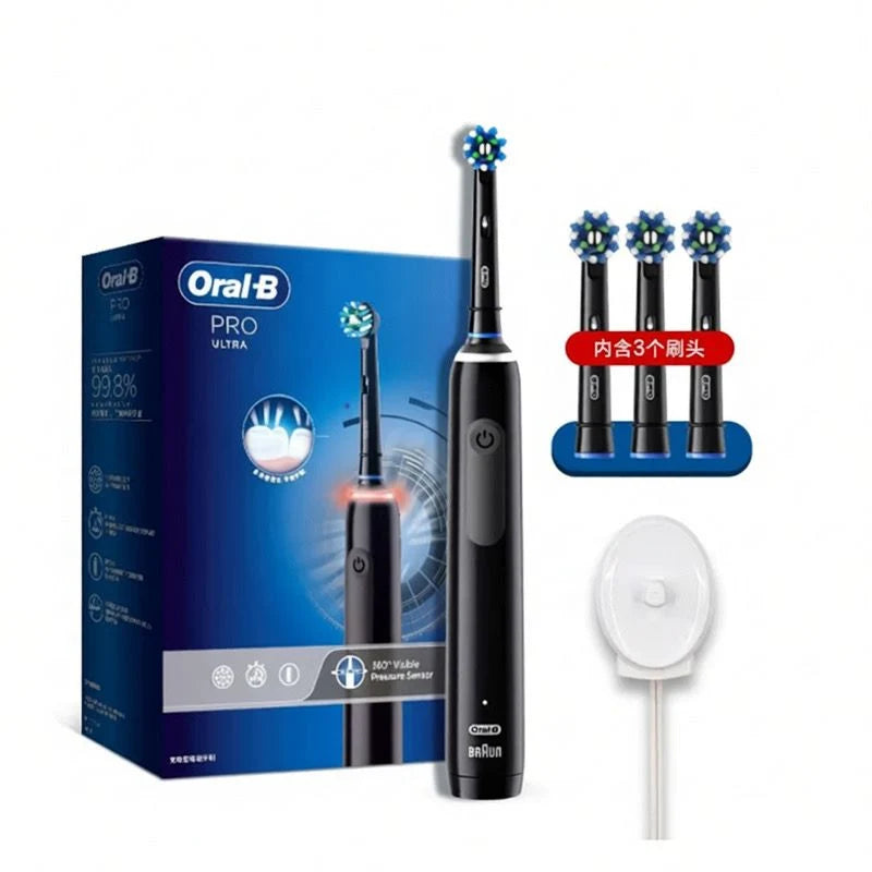 Oral-B - Pro 4 Ultra 充電電動牙刷 (套裝內含3個原裝刷頭) 黑色 Electric Toothbrush【平行進口】